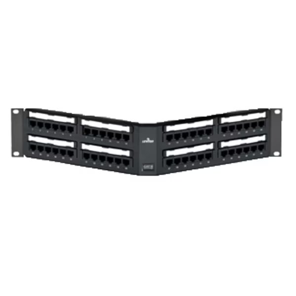 48-Port Panel 110-Mod 8W8P, T568A/B Cat6 Extreme 6+, Angled Black 2U, Leviton, Mfr#: 69587-U48